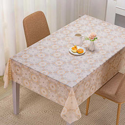 LACE Клеенка столовая ажурная ПВХ 1,37х20м Мальтийское кружево бежевый фон, цветное тиснение, матовая, на пленке (Китай) Цена указана за 1 м/п. В рулоне 20м. - Домашняя мода фото 3