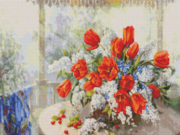 Вышивка крестиком 40х50см, Тюльпаны