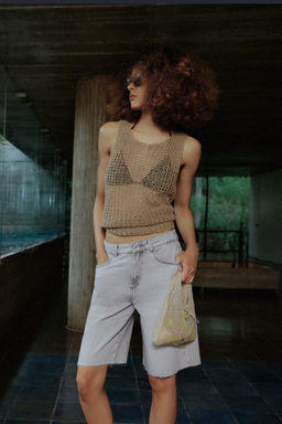 SHORTS Z1975 DENIM TIRO MEDIO / Gris claro - Zara фото 9