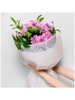 Плёнка для цветов упаковочная матовая прозрачная Газета, белая, 0.6?10 м