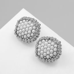 Серьги с жемчугом Атмосфера бусинки, цвет белый в серебре