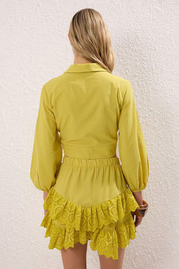 Trendyolmilla Beyaz Crop Dokuma Baglamal? Flaml? Pamuk Plaj Bluz TBESS24BZ00006  фото 5