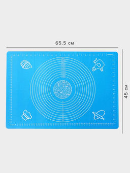 Коврик для выпечки и раскатки теста с разметкой Доляна Эрме, силикон, 65.5?45 см, синий фото 2