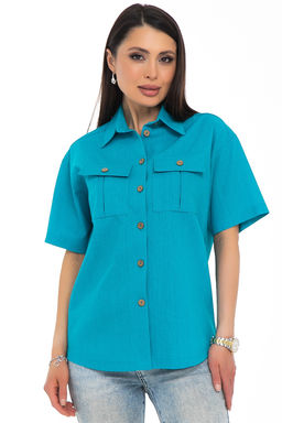 Рубашка Отличная (лён, бирюза) - Diolche фото 5