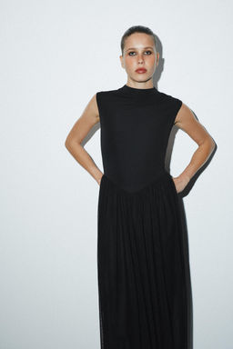 LONG CONTRAST TULLE DRESS - Zara фото 2