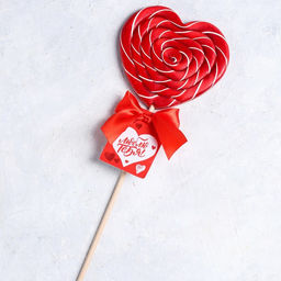 Леденец XXL на палочке Люблю тебя: сердце, клубника, 120 г. - Simaland фото 3