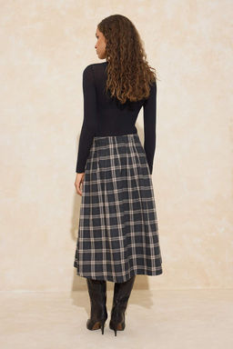 Ekoseli/Kareli Flanel Dokuma Midi Y?rtmac Detayl? Etek TWOSS26ET00046 - Trendyolmilla фото 4