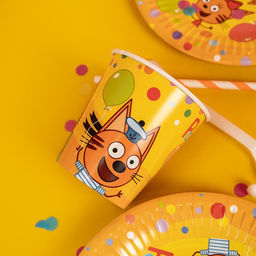 Цена за 2 шт. Стаканы одноразовые «Три Кота. Веселый День Рождения», набор 6 шт.