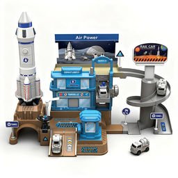 Трек  "Космическая станция" (свет, звук, 4 машины металл) в коробке