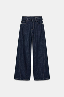 ZW COLLECTION WIDE-LEG HIGH-WAIST BELTED JEANS - Zara фото 24
