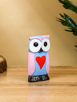 Набор сувенирный Совята с сердечком, h=15 см, h=13 см, h=11 см, дерево, сиренево-голубой