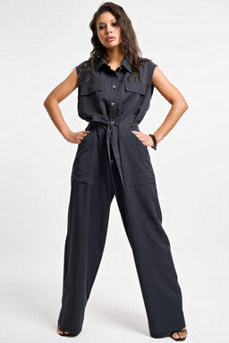 Комбинезон с брюками деловой офисный черный