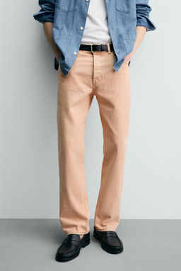 JEANS STRAIGHT FIT COLOR LAVADO / Naranja - Zara фото 5