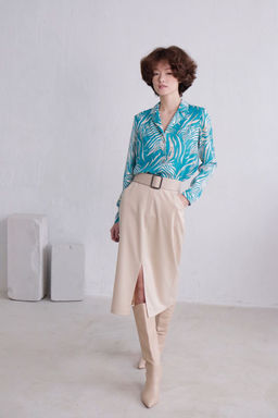 11551 Блуза с английским воротником бирюзовая - Martichelli фото 6