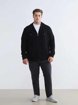 Standart Kal?p Kap??onlu Erkek Fermuarl? Sweatshirt