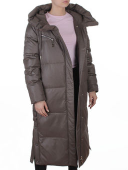 8310 GRAY/BROWN Пальто зимнее женское (200 гр. холлофайбер)