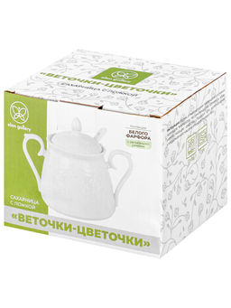 Сахарница 350 мл 14,5*10*11,5 см Веточки-цветочки, с ложкой - Elan gallery фото 10