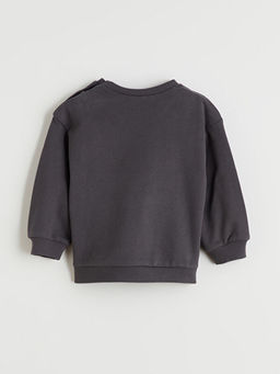 Bisiklet Yaka Bask?l? Erkek Bebek Sweatshirt