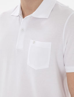 Beyaz Regular Fit %100 Pamuk Polo Yaka Basic Ti__rt