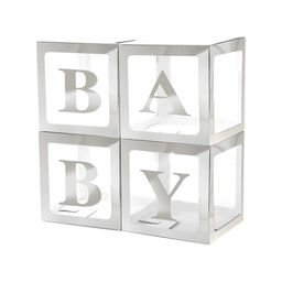 Набор коробок для воздушных шаров BABY, серебро, 30*30*30 см, в упаковке 4 шт. - Страна карнавалия фото 2