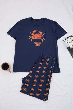 Ekru Regular Fit Yengec Bask?l? Pamuklu Pijama Tak?m? TMNSS26PT00020 - Trendyolmilla фото 7