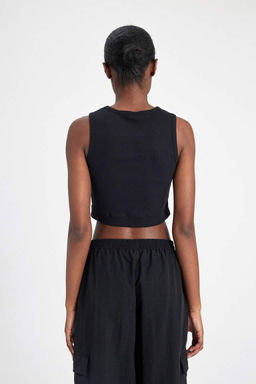 DeFactoFit Slim Fit Спортивная рубашка в рубчик с круглым вырезом  фото 6