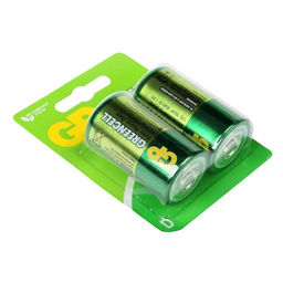 Батарейка солевая GP Greencell Extra Heavy Duty, D, R20-2BL, 1.5 В, блистер, 2 шт.