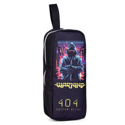 Пенал "Cyber" 21x9x6 см, прямоугольный вертикальный для 60 предметов, плотный износостойкий полиэстер с водоотталкивающей пропиткой, на молнии, фиксация в открытом виде магнитом, с каучуковой аппликацией, с петлей