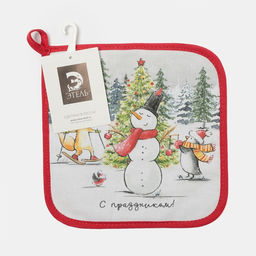 Прихватка С праздником 19х19см,100% х/л,ватин 250г/м2 - Этель фото 8