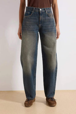 TRENDYOLMILLA Koyu Mavi More Sustainable Normal Bel Skater Jeans TWOAW25JE00140  фото 8