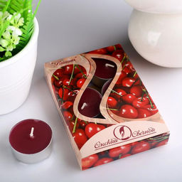 Цена за 2 шт. Набор свечей ароматических чайных «Вишня», 3.8×1.6 см, 3.5 ч, 12 г, 6 шт.