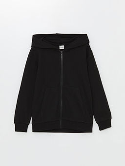 Kap??onlu Erkek ?ocuk Fermuarl? Sweatshirt