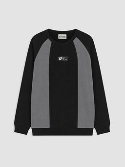 Bisiklet Yaka Renk Blo?u Erkek ?ocuk Sweatshirt