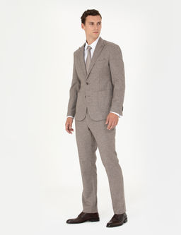 A__k Kahverengi Slim Fit Y_n Kar___ml_ Tak_m Elbise