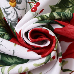 Комплект штор для кухни с подхватами «Доляна. Рождественские цветы», 2 шт., белые, 145×180 см