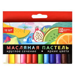Пастель масляная арт. 59085 / 12 ФРУКТЫ (12 цветов (штук) в наборе, размер: 60х9 мм, форма корпуса:
