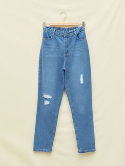 Y?rt?k Detayl? K?z ?ocuk Mom Jean Pantolon
