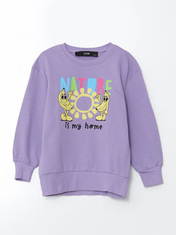 Bisiklet Yaka Bask?l? K?z Bebek Sweatshirt