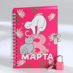 Блокнот на замочке А6, 50 л. С 8 Марта