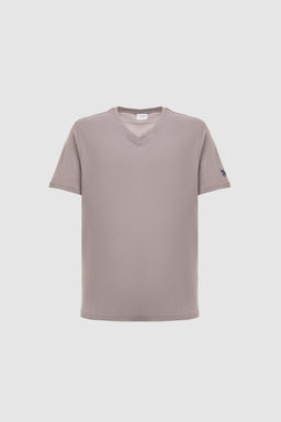 Erkek Regular Fit V Yaka Gri Basic Ti__rt