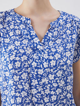 Ka??k Yaka ?i?ekli Kad?n Bluz