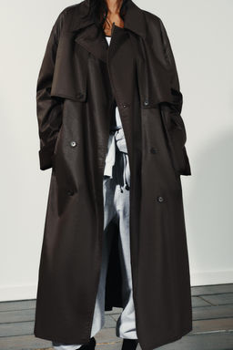 LONG WAXED TRENCH COAT WITH CORDUROY CUFFS - Zara фото 5