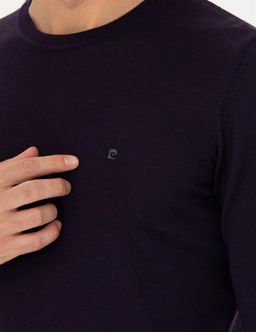 Mor Slim Fit Bisiklet Yaka Y_n Kar___ml_ Basic Triko Kazak - Pierre cardin фото 7
