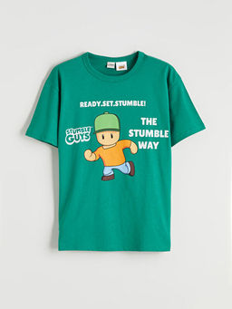 Bisiklet Yaka Stumble Guys Bask?l? Erkek ?ocuk Ti??rt