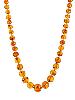 Эффектные бусы Мятый шар из натурального балтийского янтаря золотисто-коньячного цвета