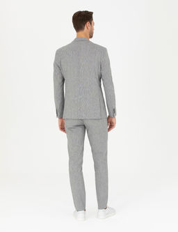 Gri Ex. Slim Fit Keten Kar___ml_ Kuma_ Pantolon