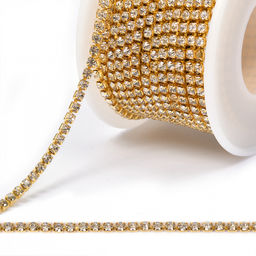 Цепь со стразами арт.TBY.01.SS10.G, цв.CRYSTAL/GOLD, 2.8 мм, уп.10 м