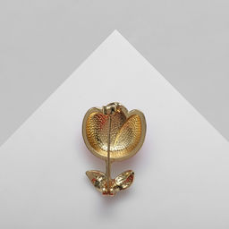 Брошь Цветочек, цвет розово-зелёный в золоте - Queen fair фото 3