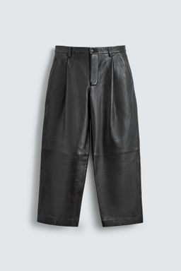 LEATHER STRAIGHT-LEG TROUSERS - Zara фото 7