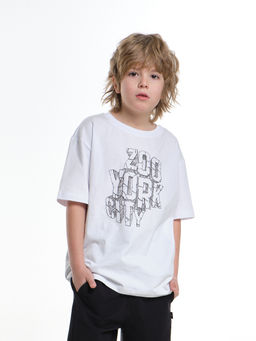 Футболка для мальчика с принтом 22-9017 белый - Mini maxi фото 2